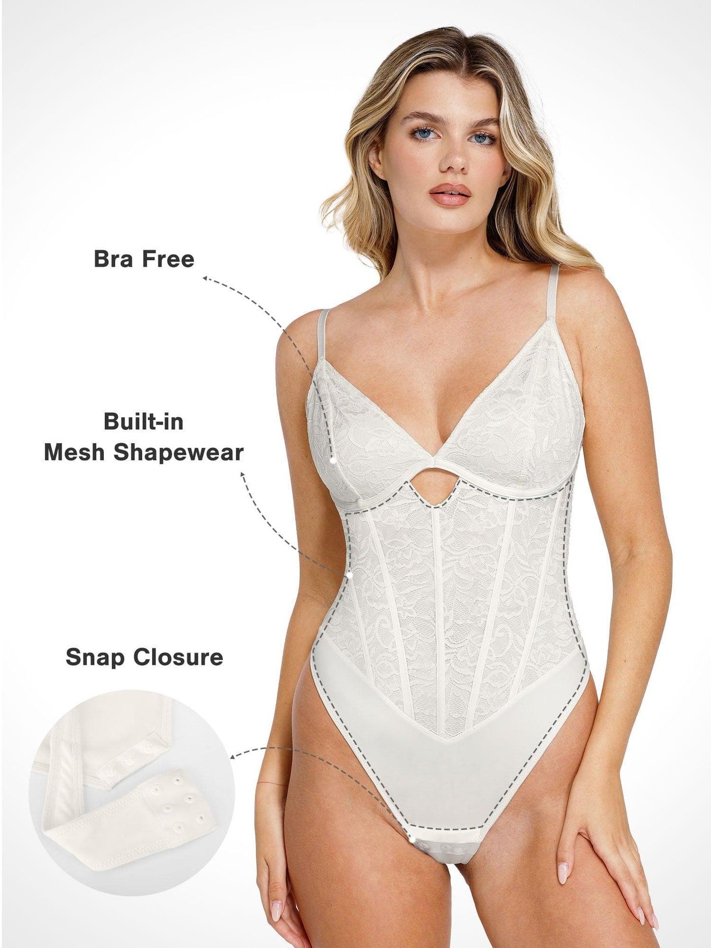 Shapewear Bodysuit Cutout Sculpting Lace z koronki