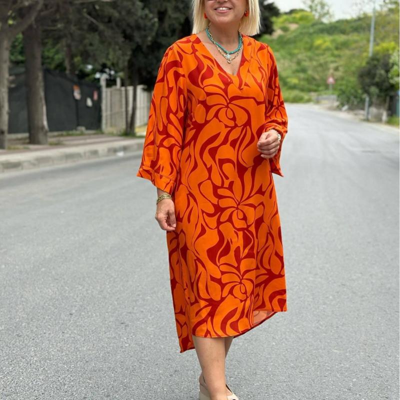 💃Elegancka sukienka z nadrukiem dla kobiet plus size