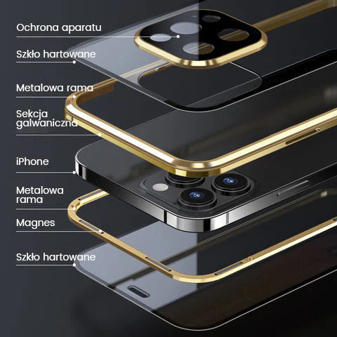 Dwustronne etui na iPhone Magnetic Tempered Glass